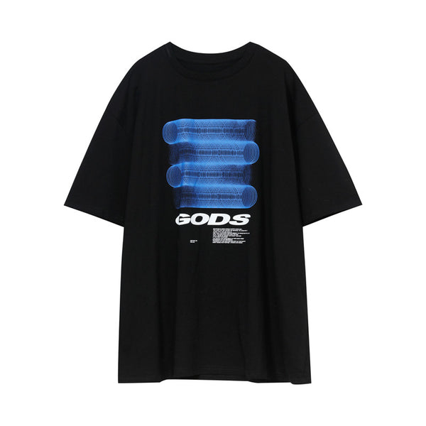 Korean Design Sense Versatile Casual Couple T-shirt Summer Round Tapered Round Neck Short Sleeve Men''s Shirt