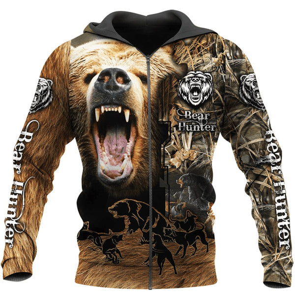 3D Camo Hunting Hoodie – Tactical Zip Up Jacket