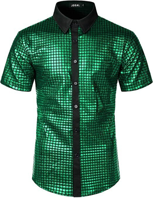 Sequined Button-down Shirt 70 S Disco Party Cosplay Clothing