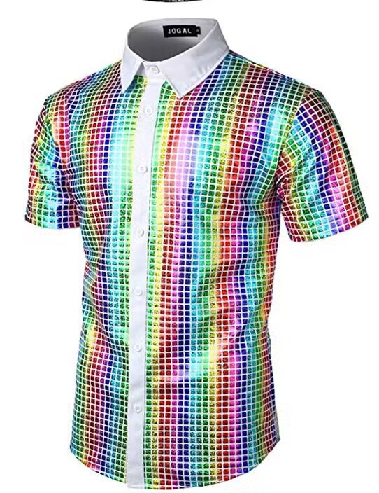 Sequined Button-down Shirt 70 S Disco Party Cosplay Clothing