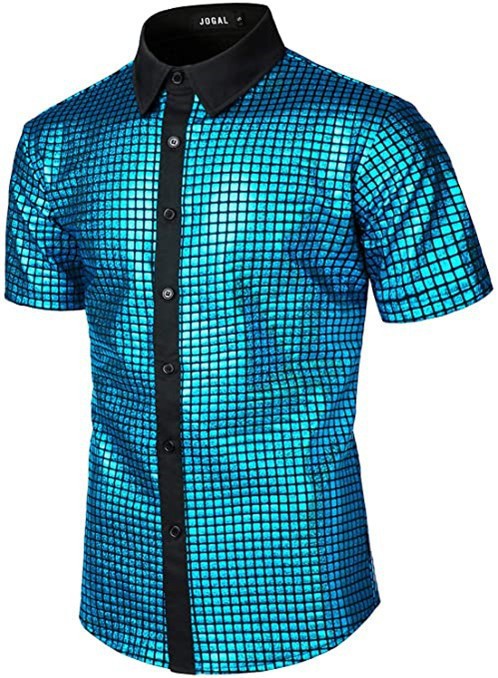 Sequined Button-down Shirt 70 S Disco Party Cosplay Clothing